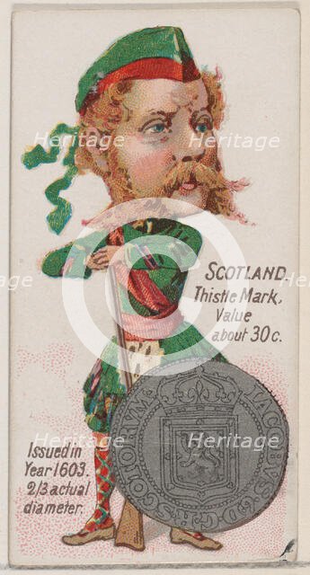 Scotland, Thistle Mark, from the series Coins of All Nations (N72, variation 1) for Duke b..., 1889. Creator: Unknown.