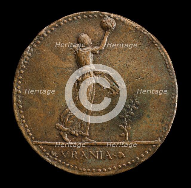 Urania Walking to Right, Holding a Globe and Lyre [reverse], 1488 or after. Creator: Adriano Fiorentino.