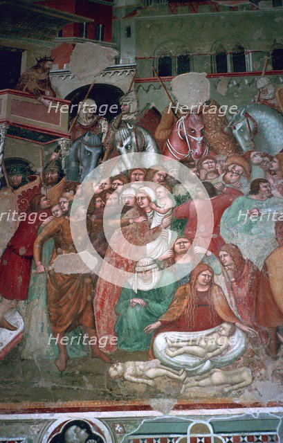 Fresco of the massacre of the innocents in Sienna, 15th century. Artist: Unknown