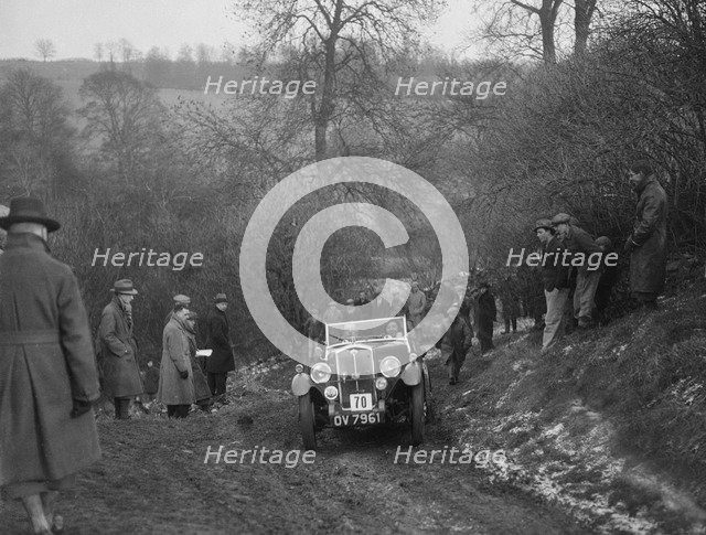 Wolseley Patrick Hornet Special of TL Langford at the Sunbac Colmore Trial, Gloucestershire, 1933. Artist: Bill Brunell.
