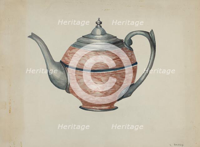 Pewter Teapot, c. 1936. Creator: Beulah Bradleigh.