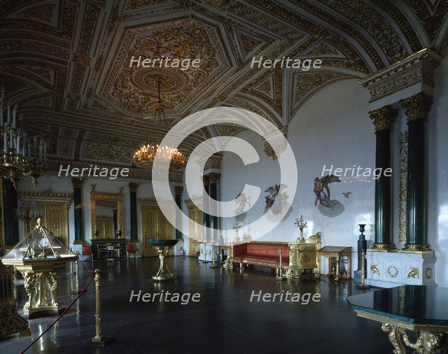 'The Malachite Hall of the Winter Palace in Saint Petersburg', 1837-1839.  Artist: Aleksandr Bryullov