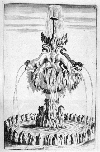 Fountain with dog design, 1664. Artist: Georg Andreas Bockler