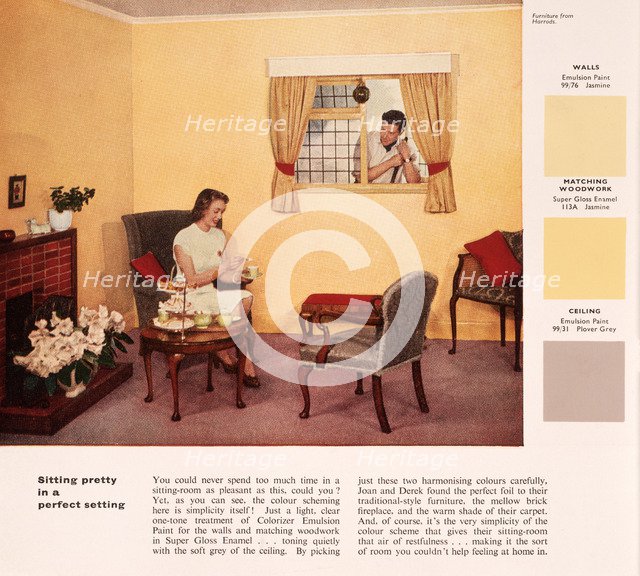 'Sitting pretty in a perfect setting', 1950s. Artist: Unknown