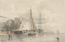 Sailing ships ashore, 1834-1872. Creator: Frans Arnold Breuhaus de Groot.