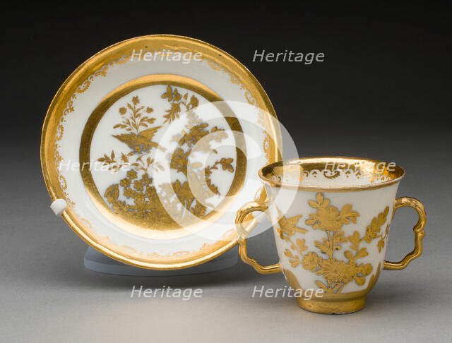 Two-handled Cup and Saucer, Meissen, 1720/25. Creator: Meissen Porcelain.