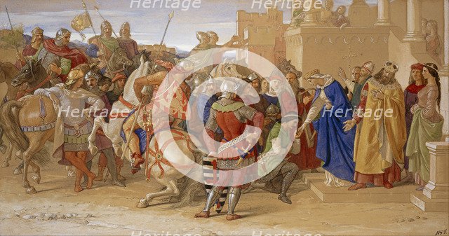 The Knights of the Round Table about to Depart in Quest of the Holy Grail, 1849. Artist: Dyce, William (1806-1864)