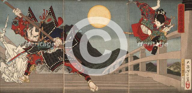 Gojo Bridge, an Episode from the Life of Yoshitsune, 1881. Creator: Tsukioka Yoshitoshi.