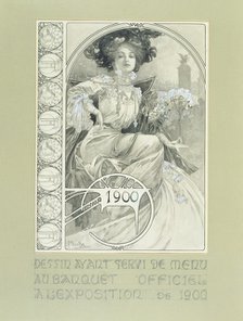 Official Banquet of the Paris International Exhibition 1900. Design for the menu.