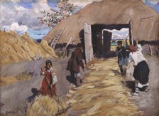 The Threshing, 1916. Artist: Vinogradov, Sergei Arsenyevich (1869-1938)