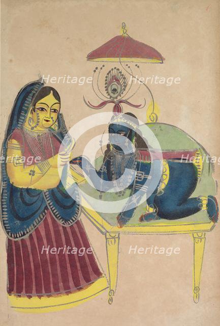 Baby Krishna Asking for Butter from Yashoda, 1800s. Creator: Unknown.