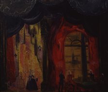 Stage design for the opera Queen of spades by P. Tchaikovsky, 1944. Artist: Dmitriyev, Vladimir Vladimirovich (1900-1948)