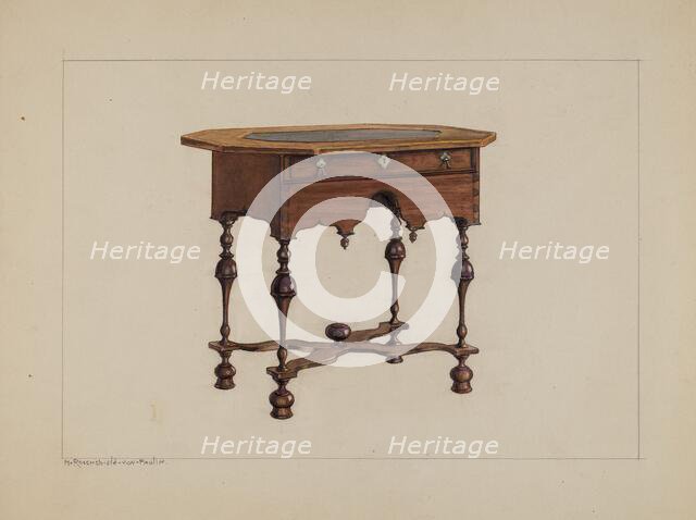 Slate-top Table, c. 1940. Creator: M. Rosenshield-von-Paulin.