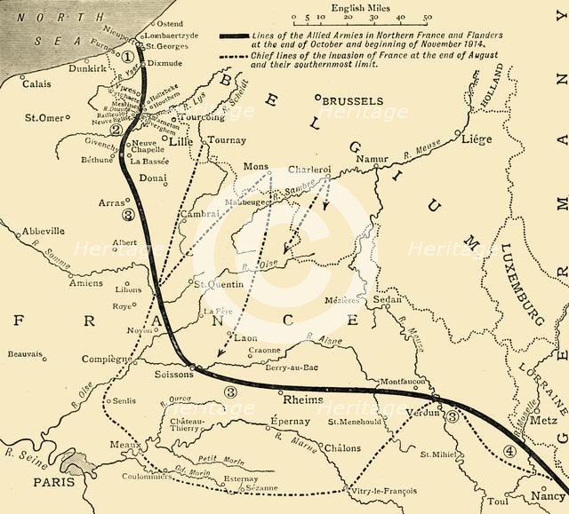 The Allied Armies in France and Flanders, First World War, 1914, (c1920).  Creator: Unknown.
