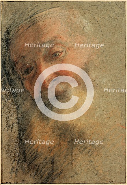 Head of an Old Bearded Man, 1584-1586. Artist: Barocci, Federigo (1528-1612)
