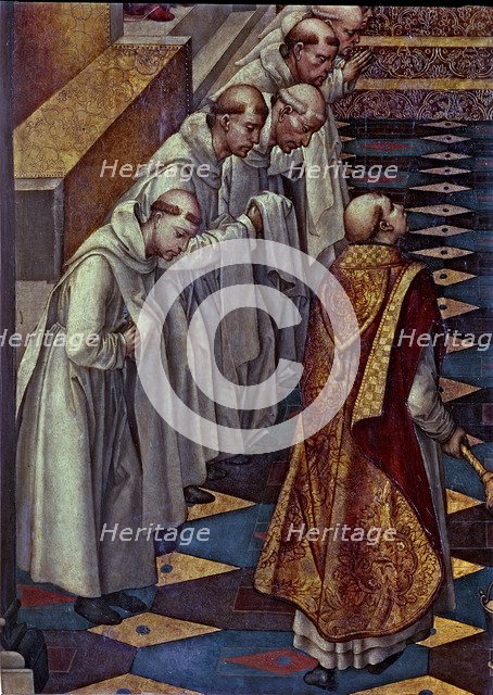 Appearance of the Virgin to a community', detail.