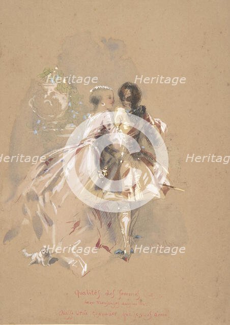 Young Couple Seen From Behind, mid-19th century. Creator: Hippolyte-Omer Ballue.