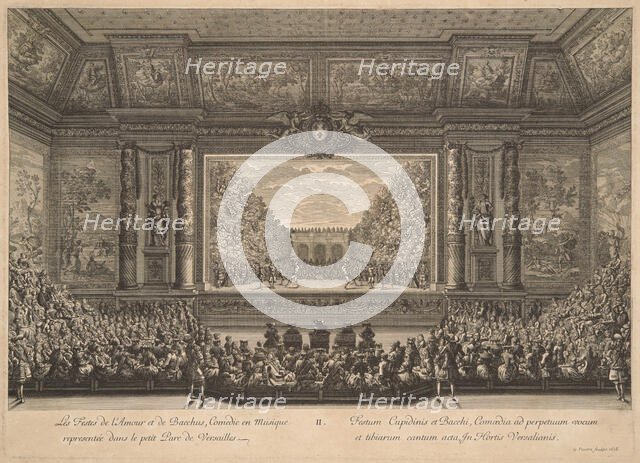 Les festes de l'Amour et de Bacchus, Comedie en musique representée dans le petit Parc de..., 1678. Creator: Le Pautre, Jean (1618-1682).