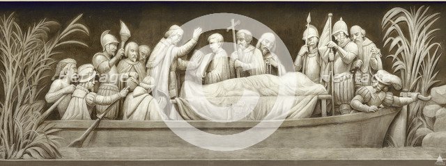 Burial of Hernando De Soto (The frieze in the Rotunda of the United States Capitol), 1860-1873. Artist: Brumidi, Constantino (1805-1880)