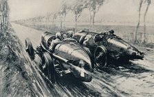'Racing for the Grand Prix, Strasbourg (1922)', 1937. Artist: Gordon Crosby.