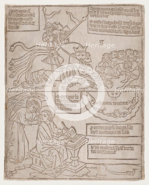 The Angels of the Euphrates Killing Mankind; and The Angel Preventing Saint John from..., 1440-1450. Creator: Anon.