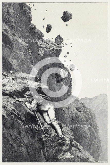 A Cannonade on the Matterhorn, from Scrambles amongst the Alps in the years 1860 - 69, pub. 1871 Creator: James Mahoney (1816 - 1879).