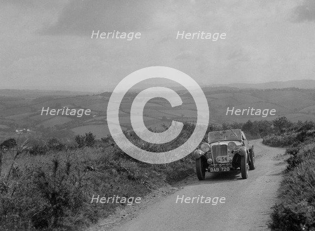 Singer B37 1.5 litre sports of EB Booth of the Autosports team at the MCC Torquay Rally, 1938. Artist: Bill Brunell.