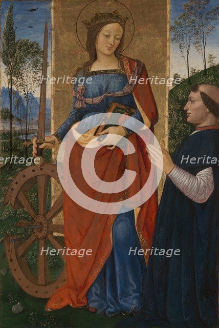 Saint Catherine of Alexandria with a Donor, c. 1480. Artist: Pinturicchio, Bernardino (1454-1513)