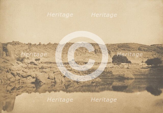 Vue prise au Nord de Philae - Village de Kounoço, 1849-50. Creator: Maxime du Camp.