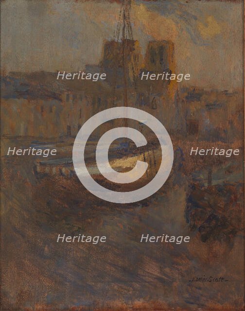 Ships at Anchor, Cherbourg no. II, n.d. Creator: Frank Edwin Scott.