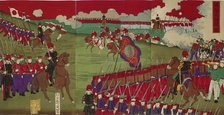 The Great Training Maneuvers by Various Army Corps (Shotai dai choren no zu). Artist: Chikanobu, Toyohara (1838–1912)