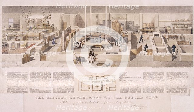 Reform Club's kitchens, Westminster, London, 1842. Artist: John Tarring