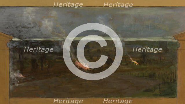 Sketch for the town hall of Vanves. View of Vanves with Fort de Vanves, 1902. Creator: Paul Leon Felix Schmitt.