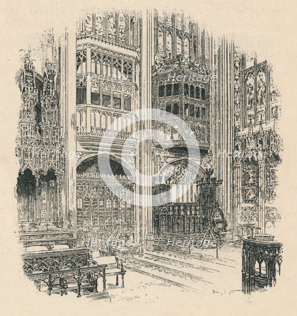 'Choir Stalls and Royal Closet, St. George's Chapel', 1895. Artist: Unknown.