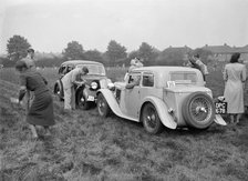 Standard SS II and Standard Flying Twelve at the Standard Car Owners Club Gymkhana, 8 May 1938. Artist: Bill Brunell.