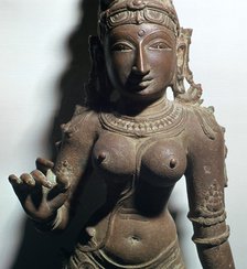 Bronze statuette of Parvati, the consort of Siva, 14th century. Artist: Unknown