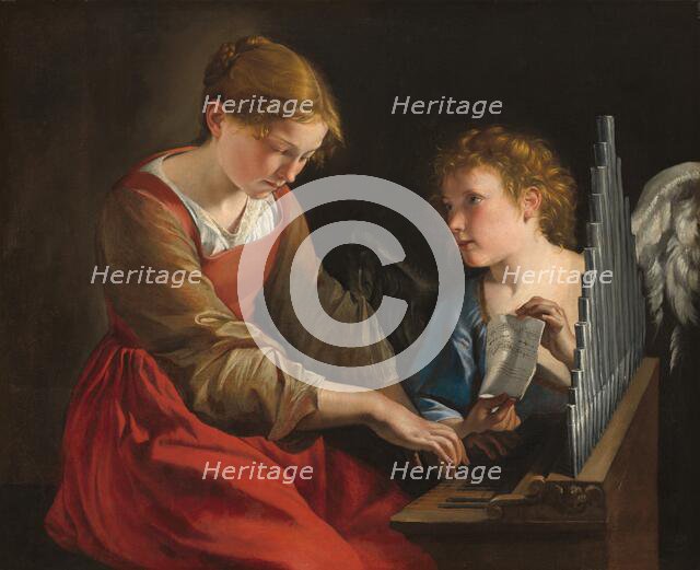 Saint Cecilia and an Angel, c. 1617/1618 and c. 1621/1627. Creators: Orazio Gentileschi, Giovanni Lanfranco.