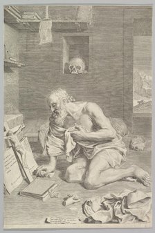 St. Jerome Praying in His Cell (Saint Jérôme pénitent), 1665. Creator: Claude Mellan.