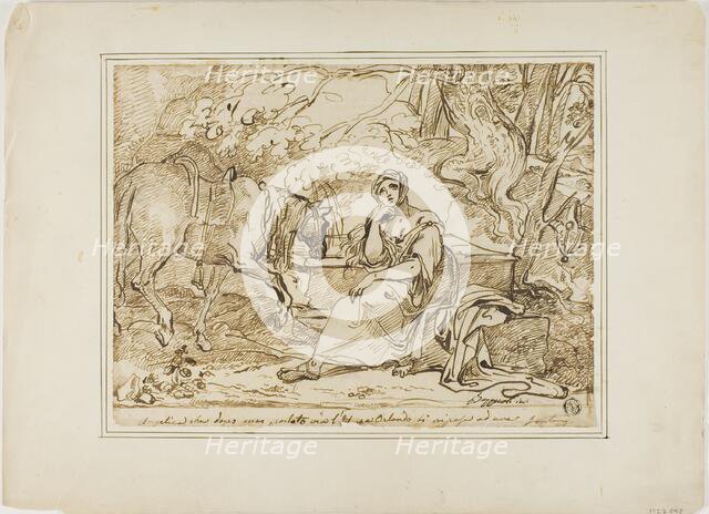 Angelica Resting at a Fountain, n.d. Creator: Giuseppe Bezzuoli.