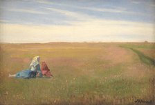 Two Girls in a Field. A Summer’s Day, 1885-1889. Creator: Michael Peter Ancher.