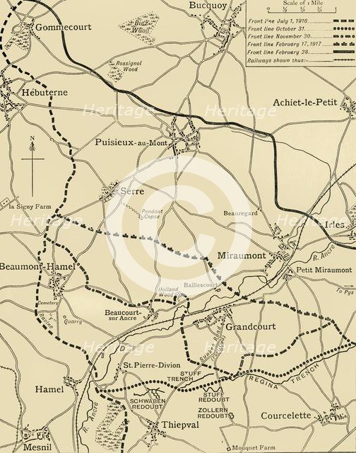 'The Battles of the Ancre', northern France, First World War, 1916-1917, (c1920). Creator: Unknown.