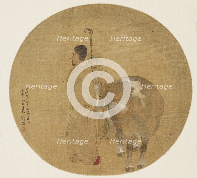 Fan painting - Horse and Groom, 19th century (1801-1900). Artist: Unknown.