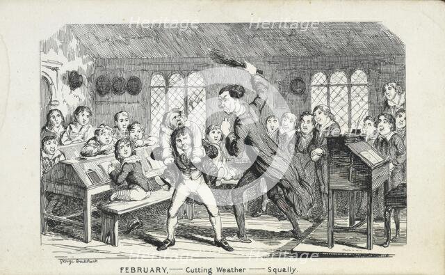 February - Cutting Weather - Squally, 1835-1853. Creator: George Cruikshank.