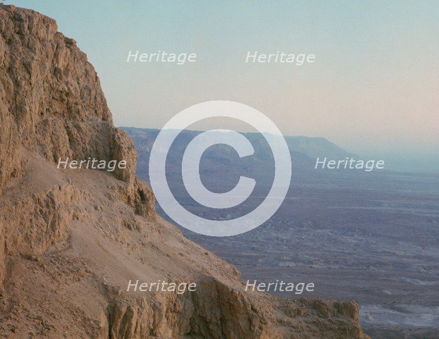 Cliffs of Masada at sunrise. Artist: Unknown