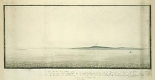 View of Robben Island from a distance of one hour south south-east from the shore, 1777. Creators: Robert Jacob Gordon, Johannes Schumacher.