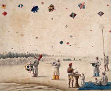 A kite flying festival, (between 1800 and 1899?). Creator: Unknown.