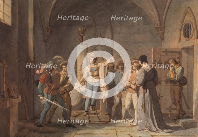 Joan of Arc Imprisoned in Rouen, 1819. Creator: Pierre Henri Revoil.