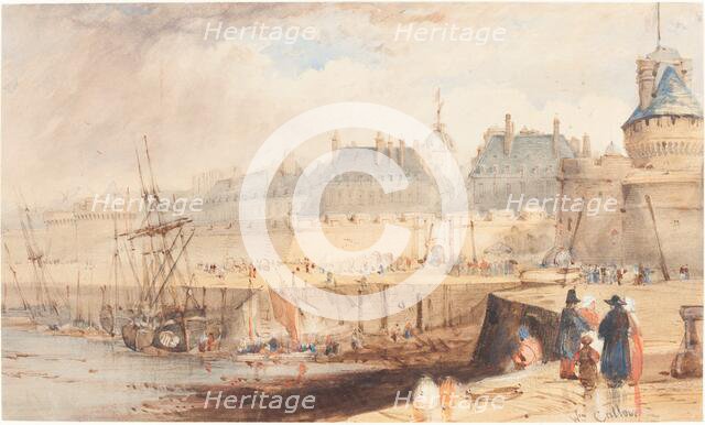 The Harbor of St. Malo at Low Tide, c. 1850. Creator: William Callow.