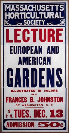 Lecture, European and American Gardens...by Frances Benjamin Johnston, (1927?). Creator: Frances Benjamin Johnston.