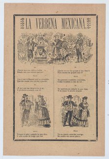 Broadsheet with a verse about a woman who rejects a male suitor for another, vign..., ca. 1900-1913. Creator: José Guadalupe Posada.
